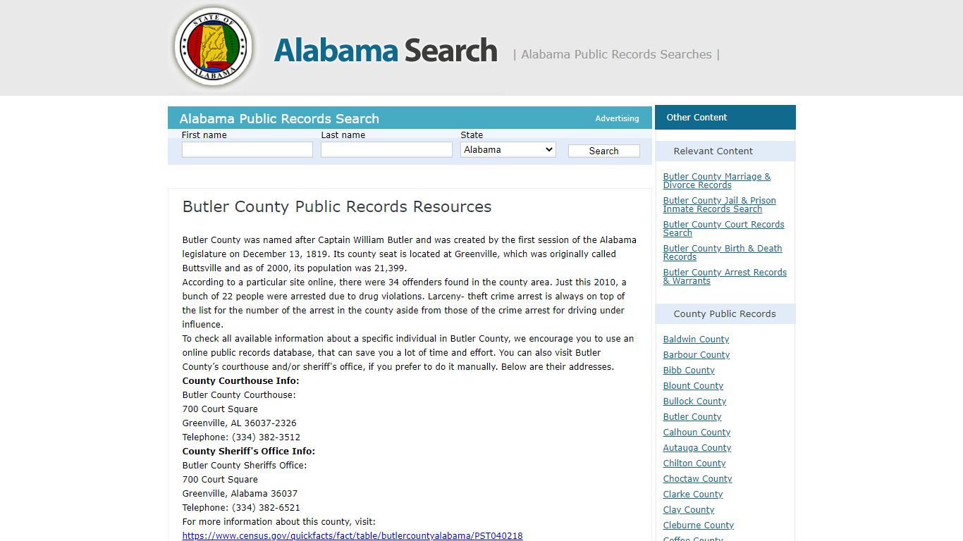 Butler County Public Records Resources | Alabama - AL Search
