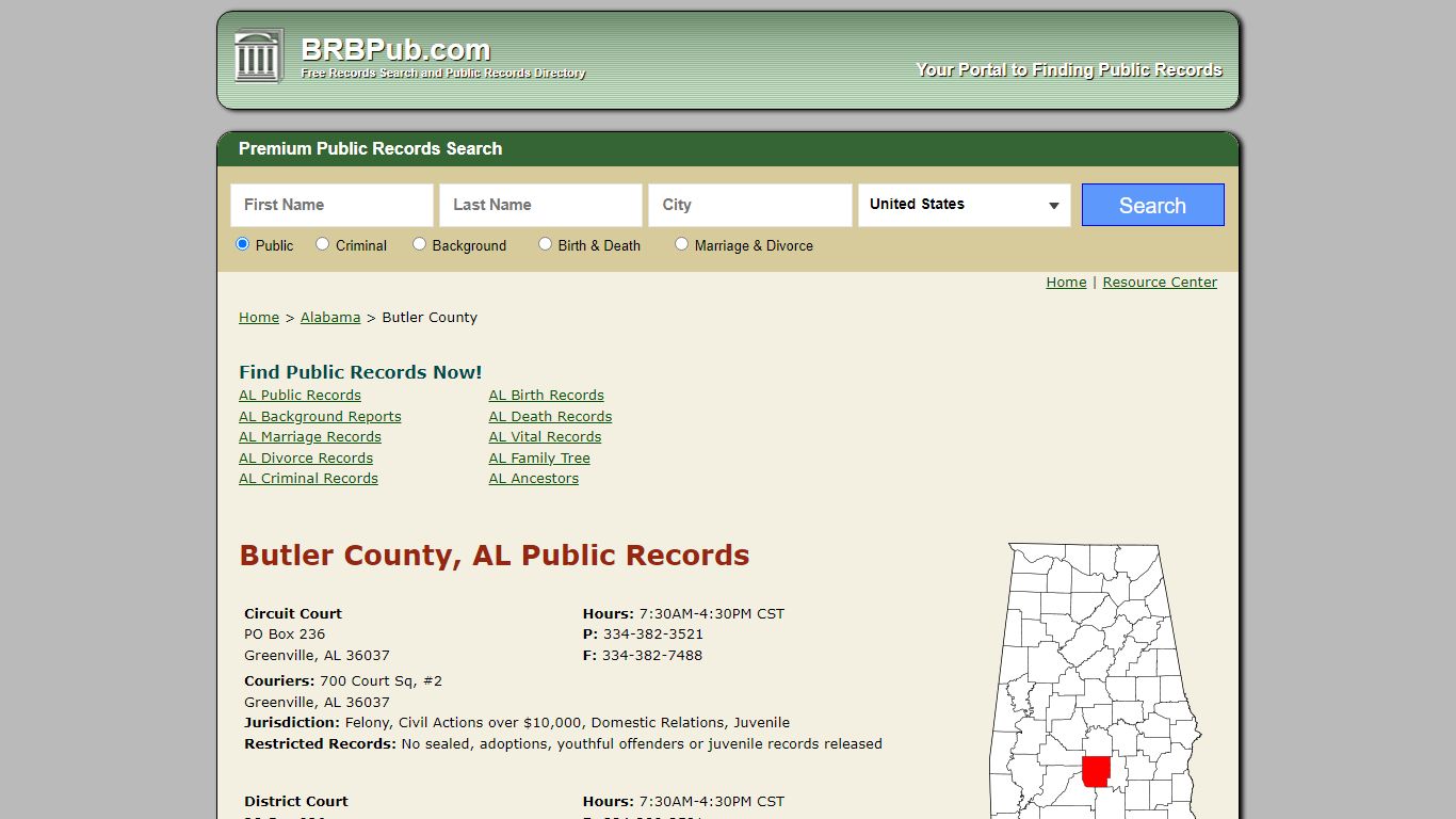 Butler County Public Records | Search Alabama Government Databases