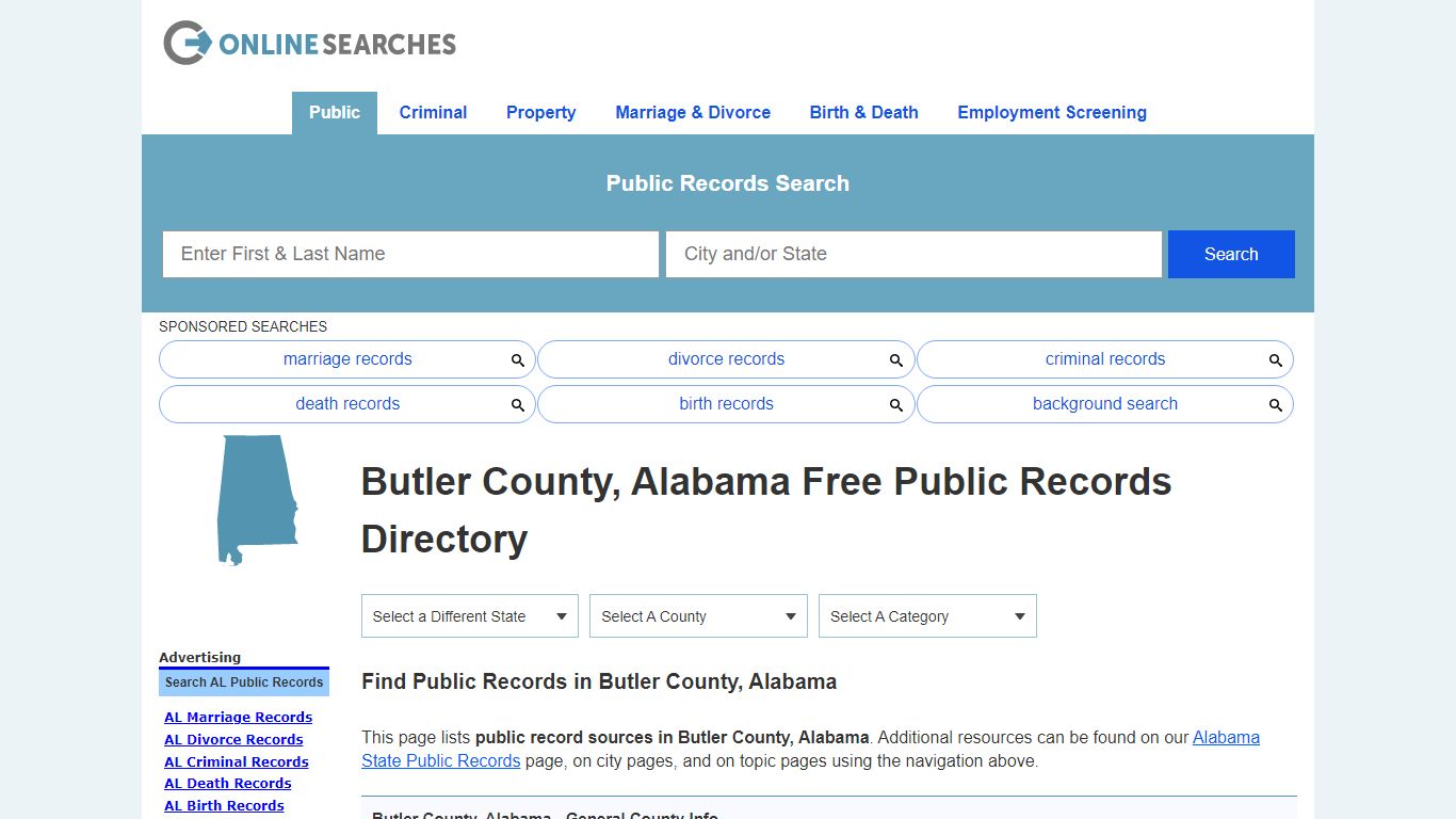 Butler County, Alabama Public Records Directory